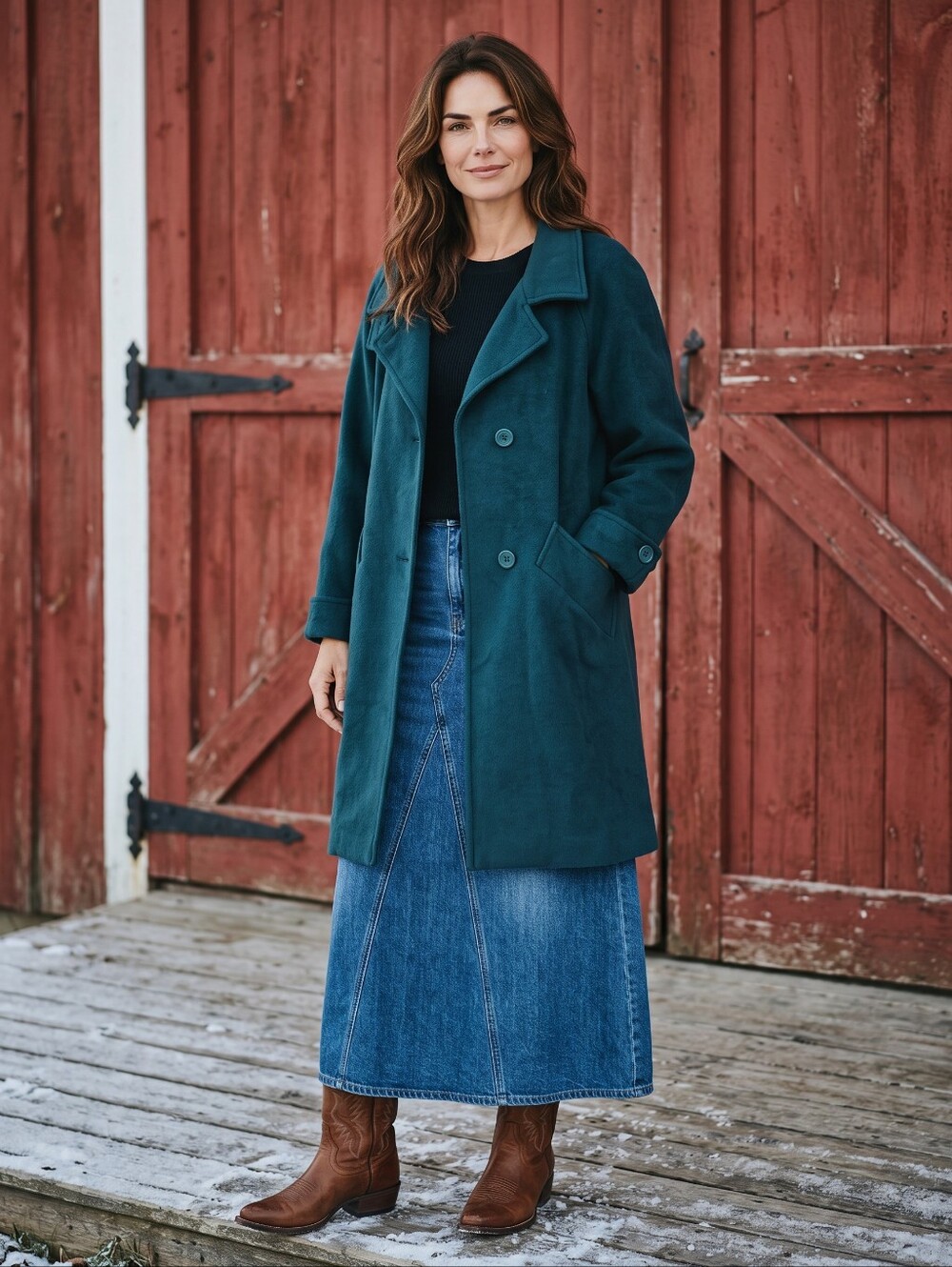 Vintage Emerald Green Double-Breasted Wool Pea Coat